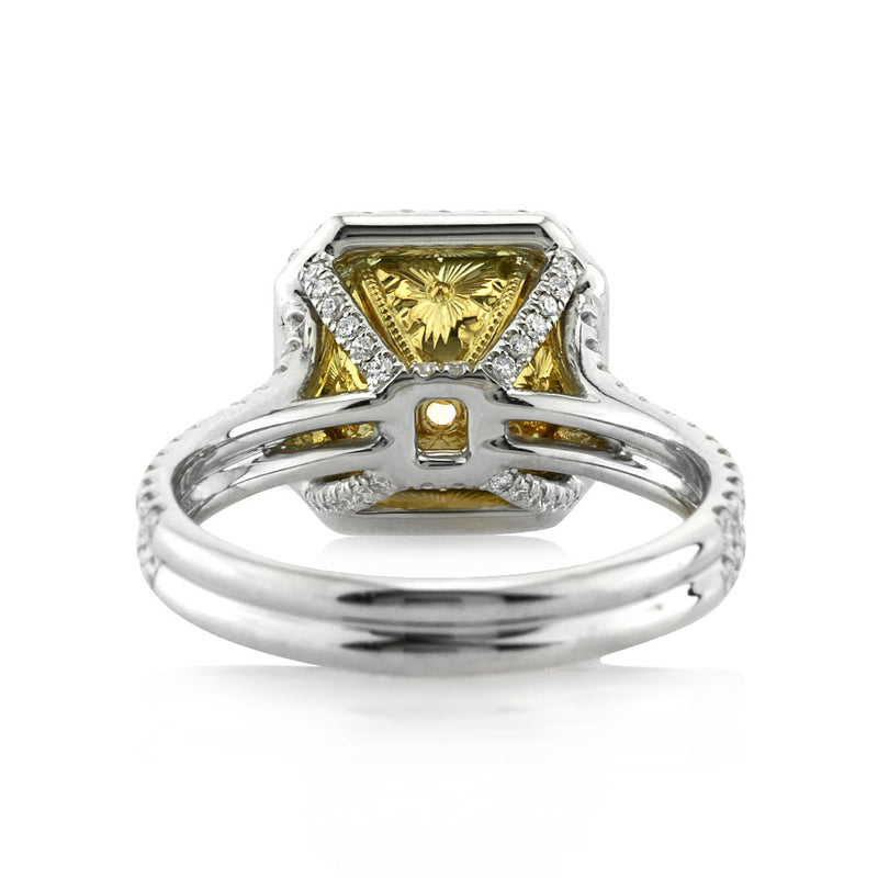 3.81ct Fancy Light Yellow Radiant Cut Diamond Engagement Ring