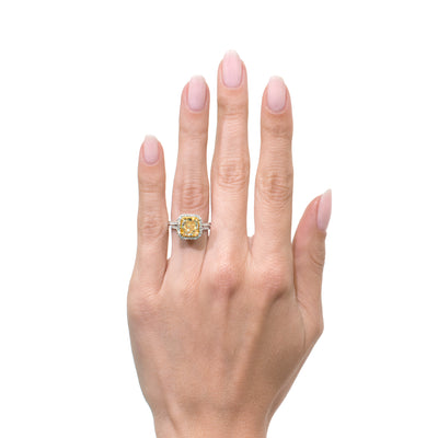 3.81ct Fancy Light Yellow Radiant Cut Diamond Engagement Ring