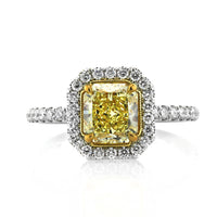 2.01ct Fancy Intense Yellow Radiant Cut Diamond Engagement Ring