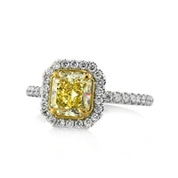 2.01ct Fancy Intense Yellow Radiant Cut Diamond Engagement Ring