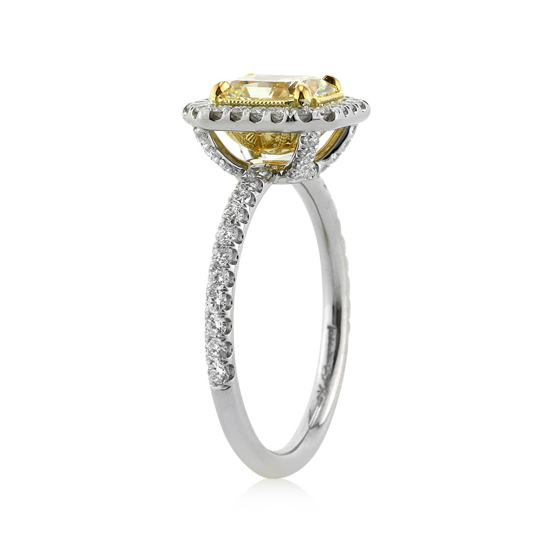 2.01ct Fancy Intense Yellow Radiant Cut Diamond Engagement Ring