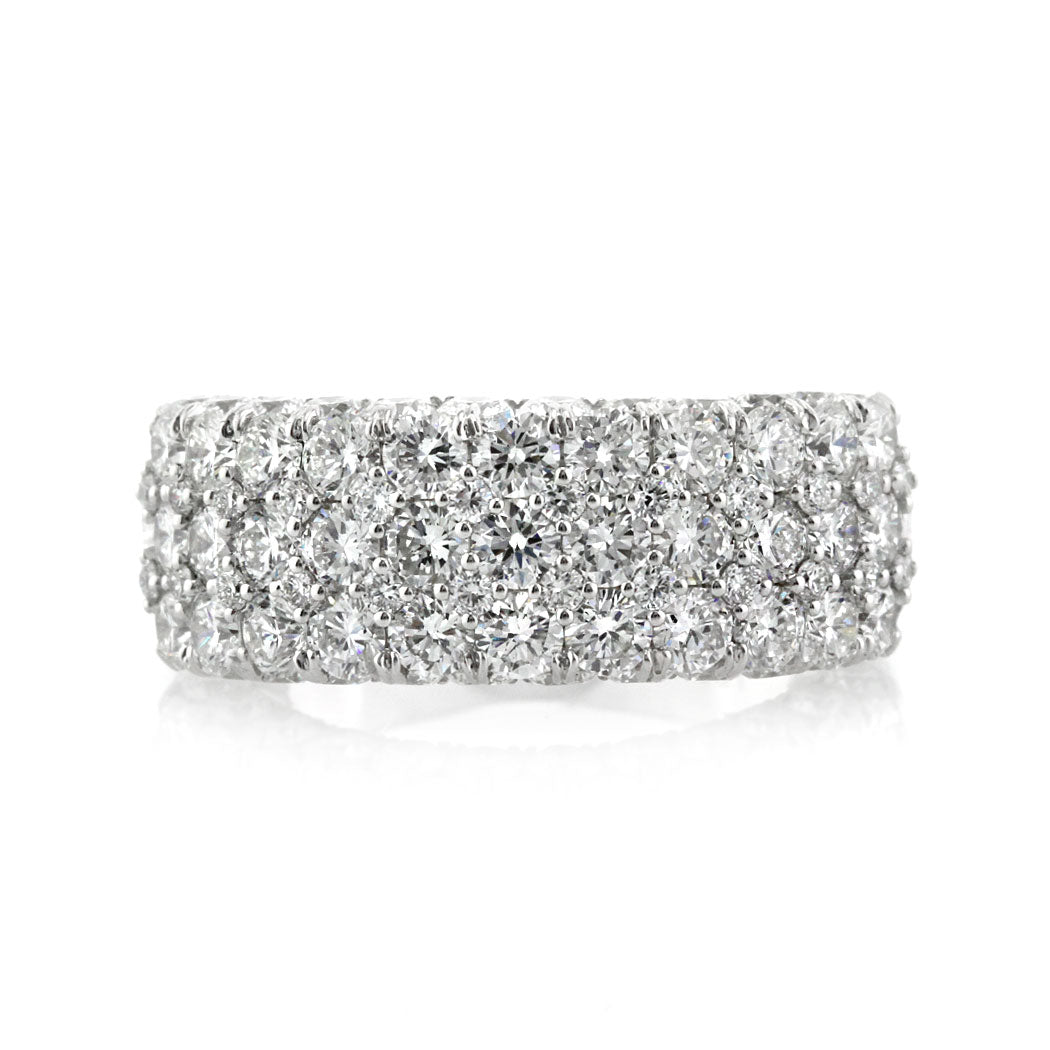 3.00ct Round Brilliant Cut Diamond Three Row Right-Hand Ring