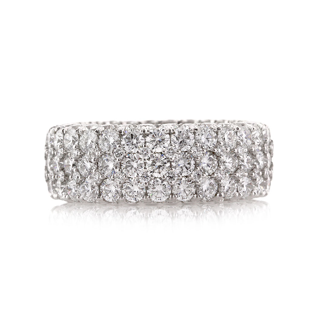 7.35ct Round Brilliant Cut Diamond Three-Row Eternity Band