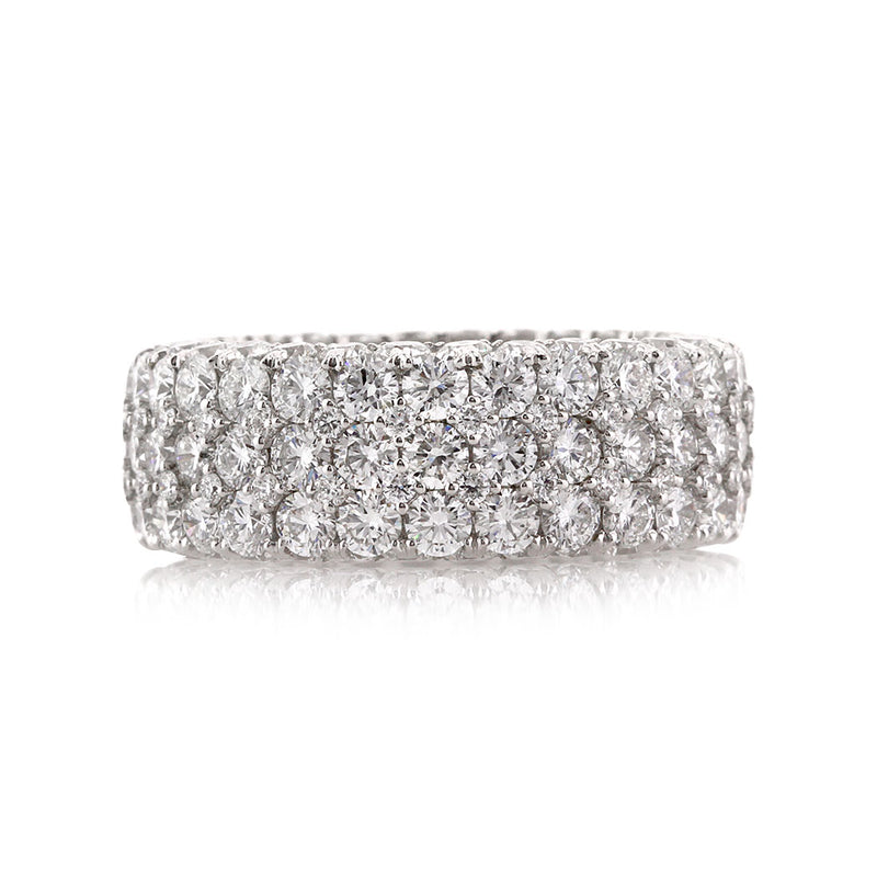 7.35ct Round Brilliant Cut Diamond Three-Row Eternity Band