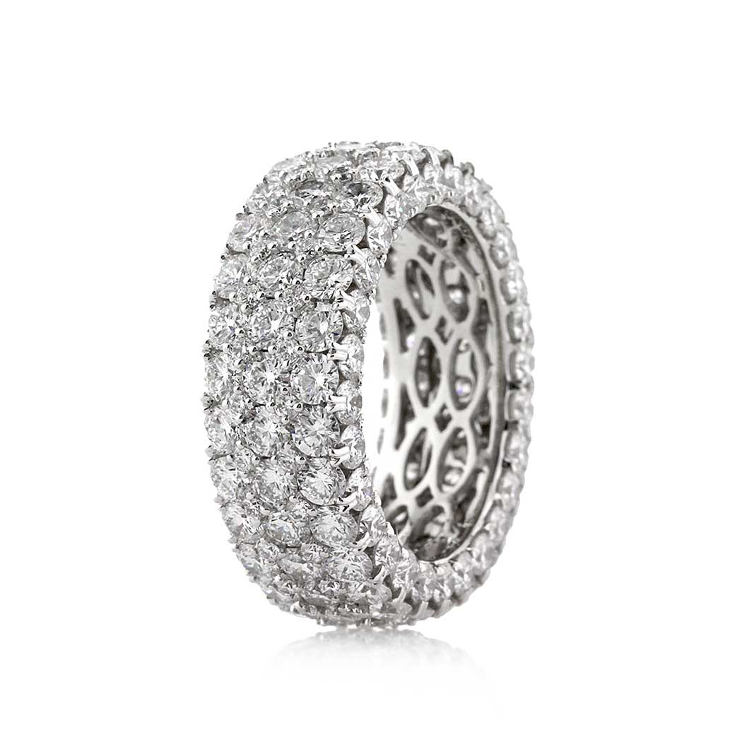 6.50ct Round Brilliant Cut Diamond Three-Row Eternity Band in 18k White Gold