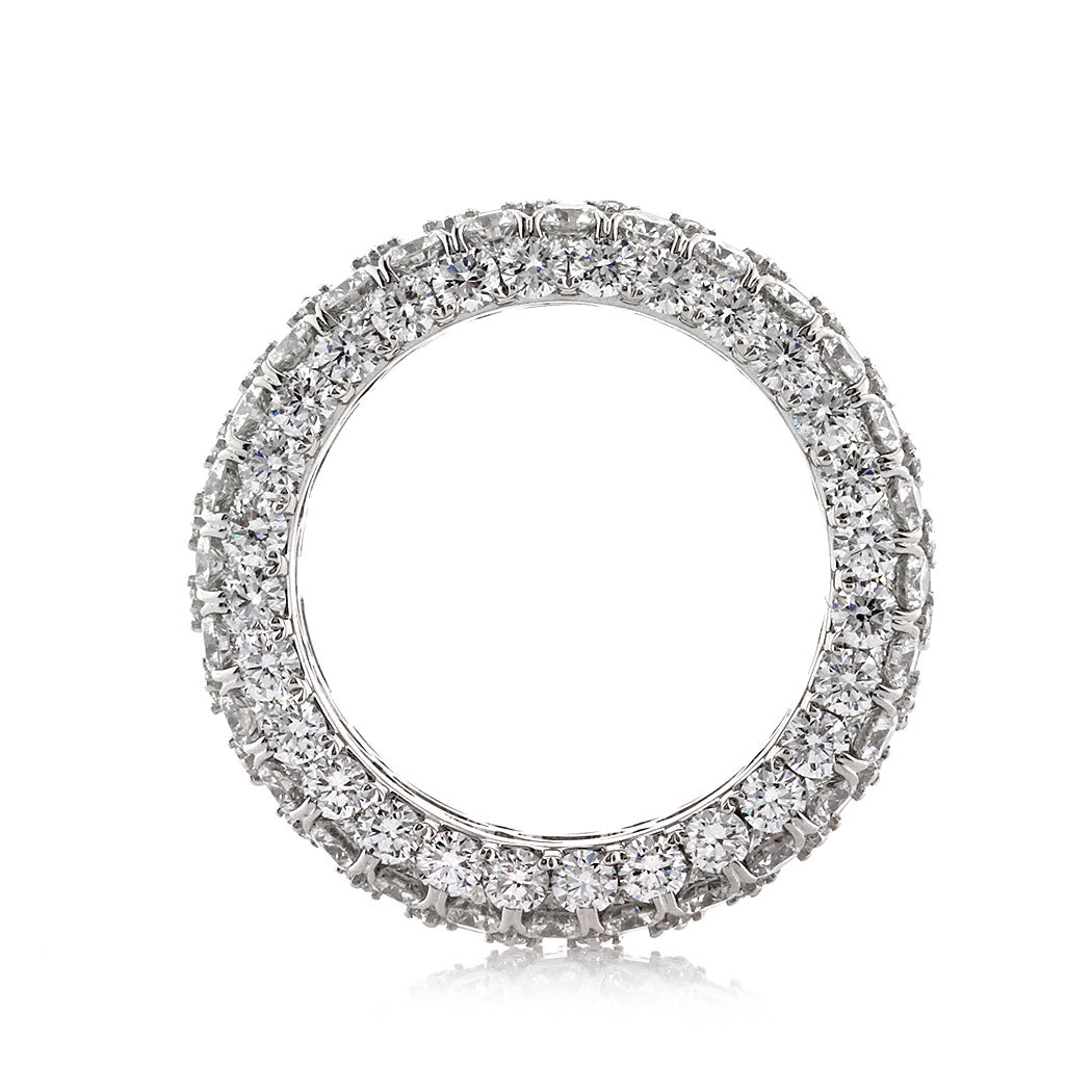 6.50ct Round Brilliant Cut Diamond Three-Row Eternity Band in 18k White Gold