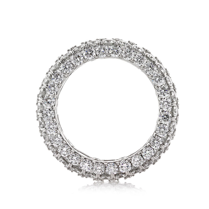 6.50ct Round Brilliant Cut Diamond Three-Row Eternity Band in 18k White Gold