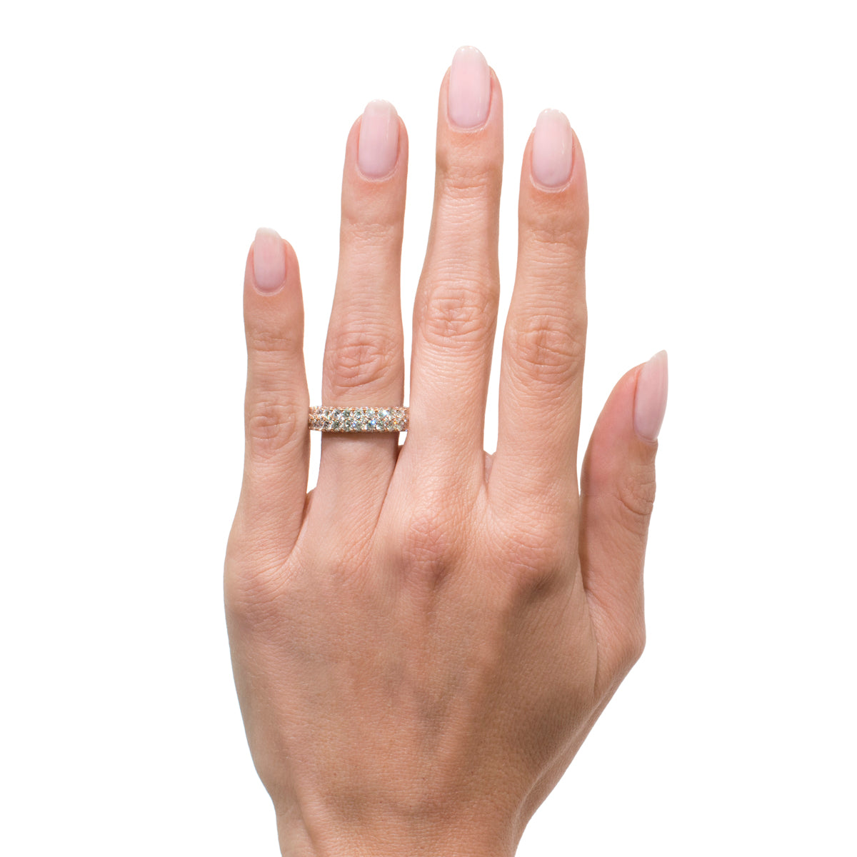 5.00ct Round Brilliant Cut Diamond Three-Sided Eternity Band in 18K White Gold