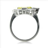 2.69ct Fancy Vivid Yellow Trapezoid Cut Diamond Engagement Ring