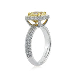 2.76ct Fancy Intense Yellow Cushion Cut Diamond Engagement Ring