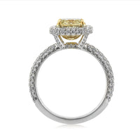 2.76ct Fancy Intense Yellow Cushion Cut Diamond Engagement Ring