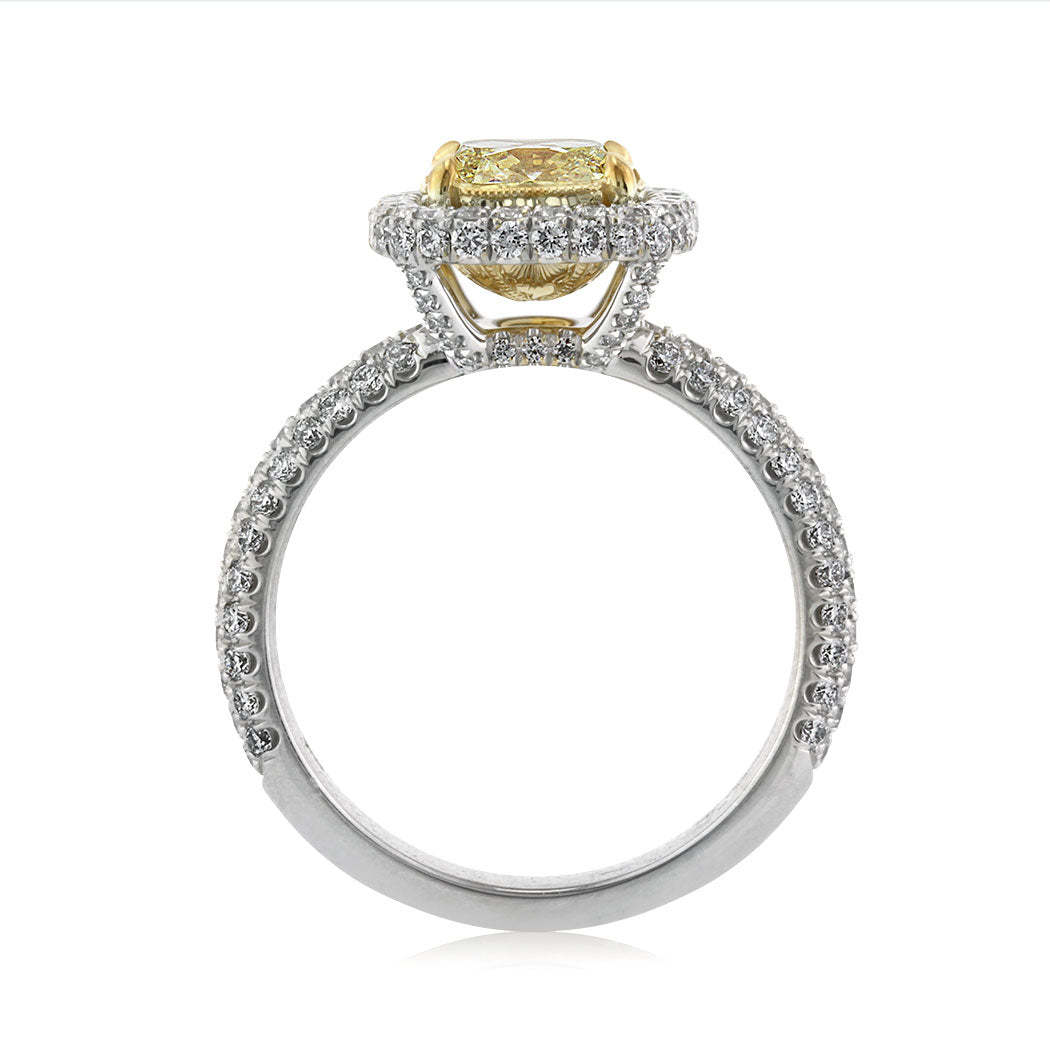 2.76ct Fancy Intense Yellow Cushion Cut Diamond Engagement Ring