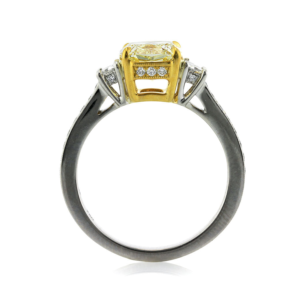 2.72ct Fancy Yellow Radiant Cut Diamond Engagement Ring