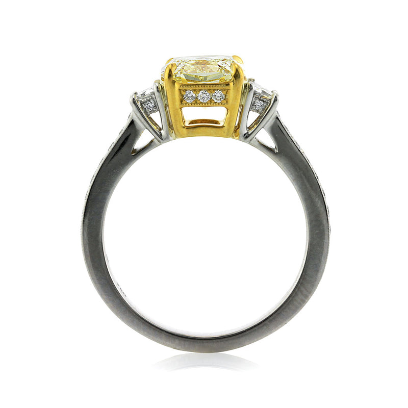 2.72ct Fancy Yellow Radiant Cut Diamond Engagement Ring