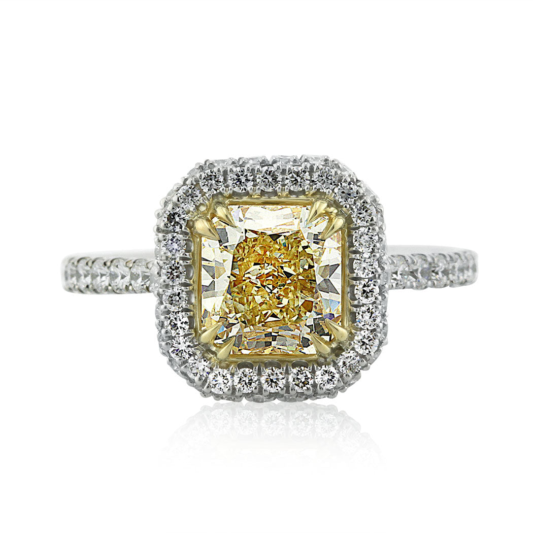 2.82ct Fancy Yellow Radiant Cut Diamond Engagement Ring