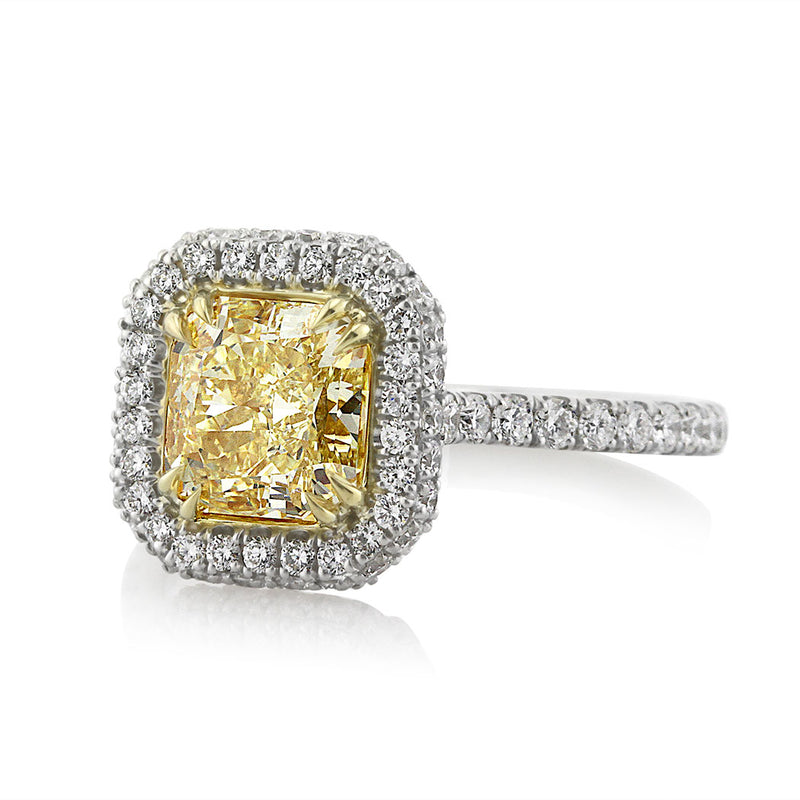 2.82ct Fancy Yellow Radiant Cut Diamond Engagement Ring