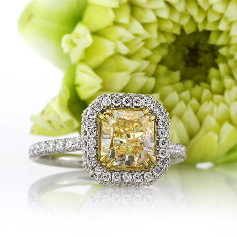2.82ct Fancy Yellow Radiant Cut Diamond Engagement Ring
