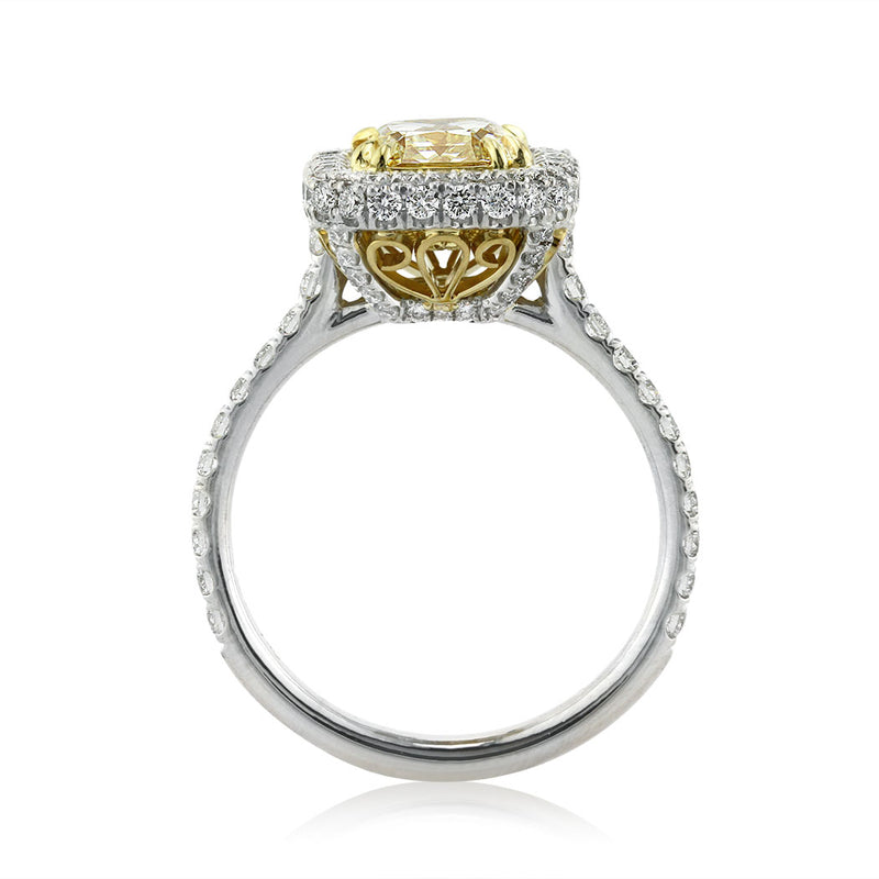2.82ct Fancy Yellow Radiant Cut Diamond Engagement Ring