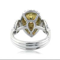 3.73ct Fancy Yellow Pear Shaped Diamond Engagement Ring