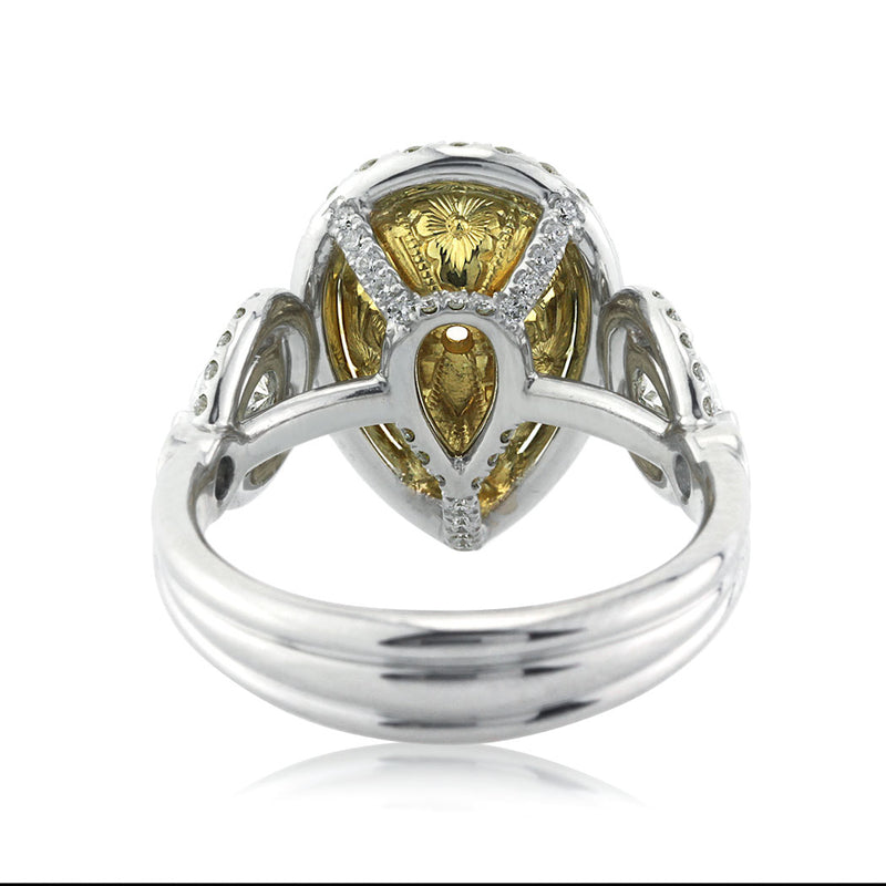 3.73ct Fancy Yellow Pear Shaped Diamond Engagement Ring