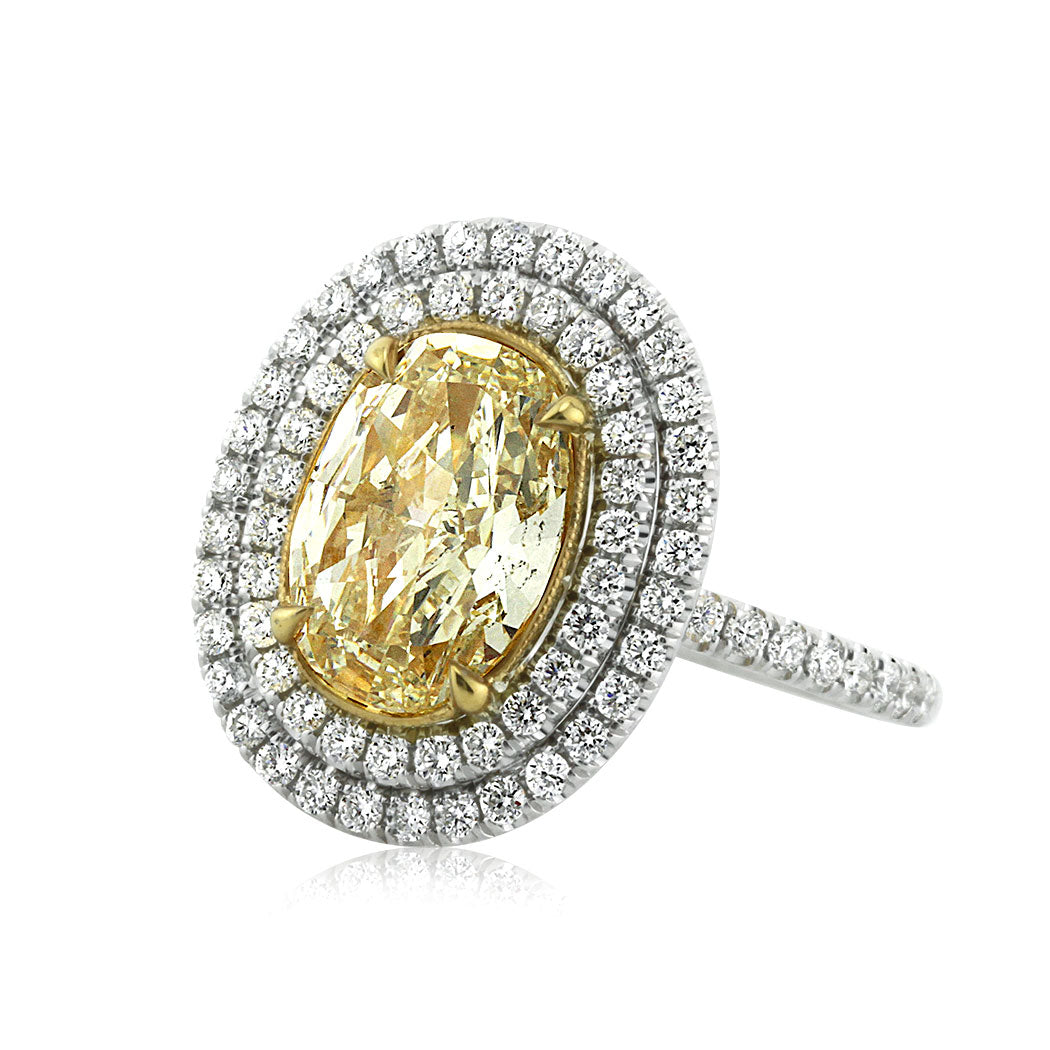 2.90ct Fancy Light Yellow Oval Cut Diamond Engagement Ring