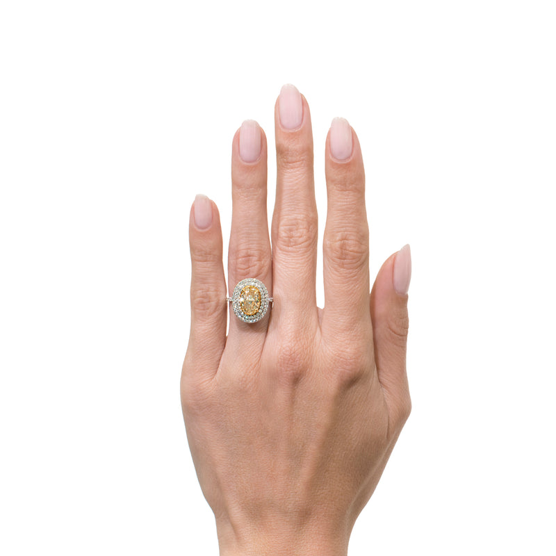 2.90ct Fancy Light Yellow Oval Cut Diamond Engagement Ring
