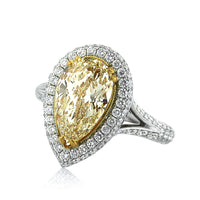 4.62ct Fancy Light Yellow Pear Shaped Diamond Engagement Ring