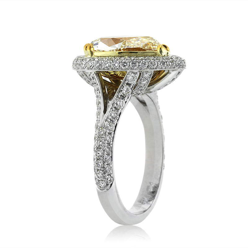 4.62ct Fancy Light Yellow Pear Shaped Diamond Engagement Ring