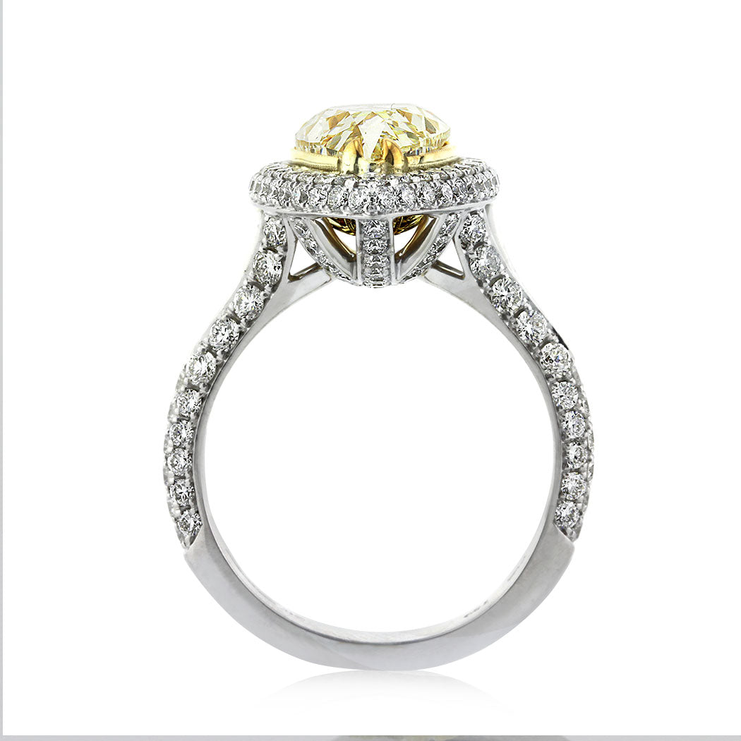 4.62ct Fancy Light Yellow Pear Shaped Diamond Engagement Ring