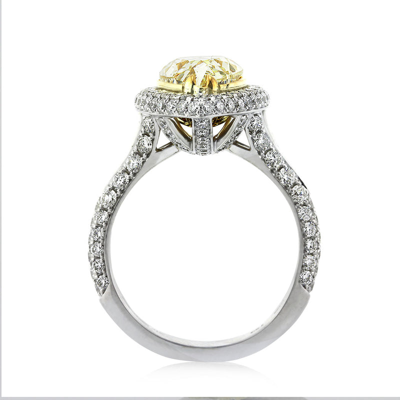 4.62ct Fancy Light Yellow Pear Shaped Diamond Engagement Ring