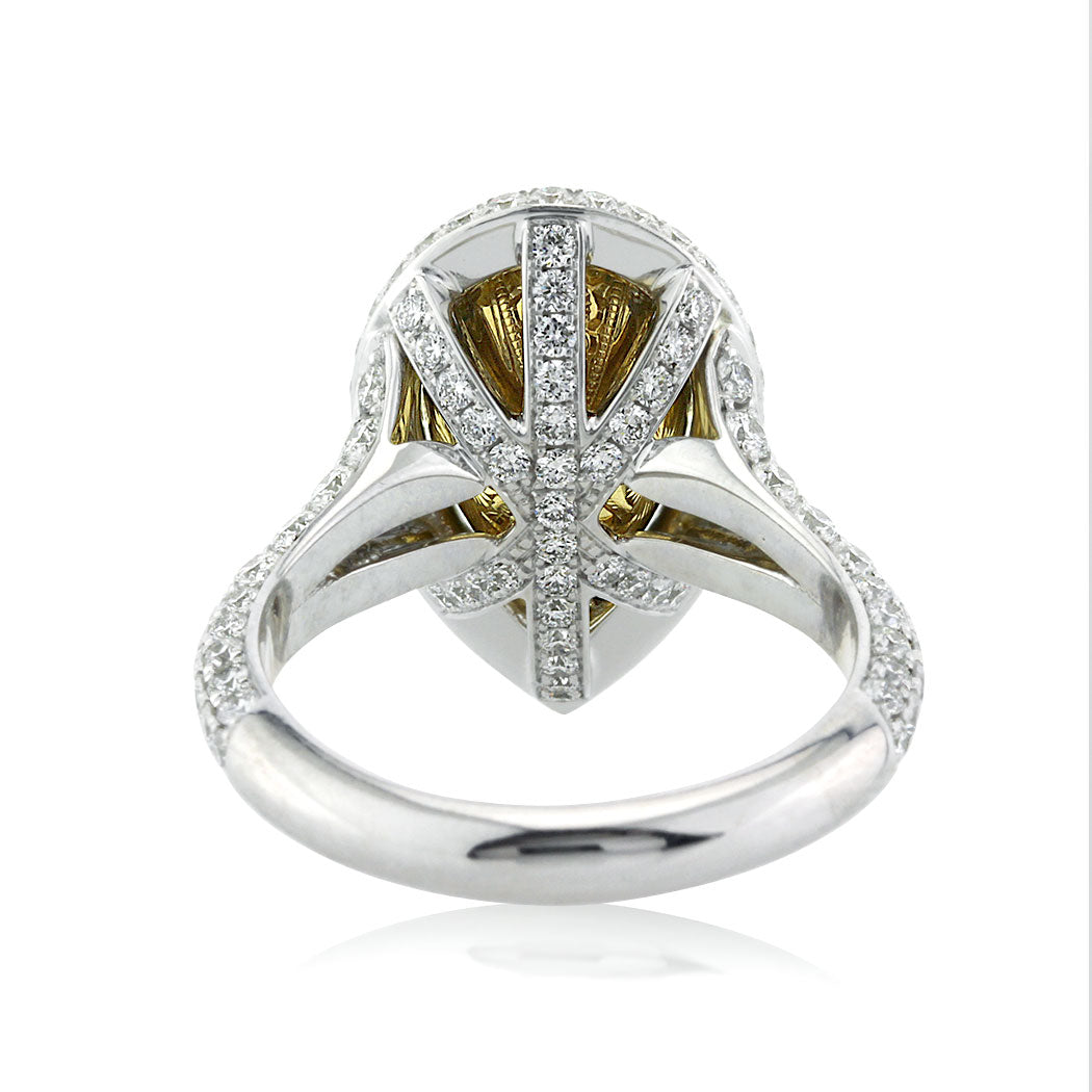 4.62ct Fancy Light Yellow Pear Shaped Diamond Engagement Ring