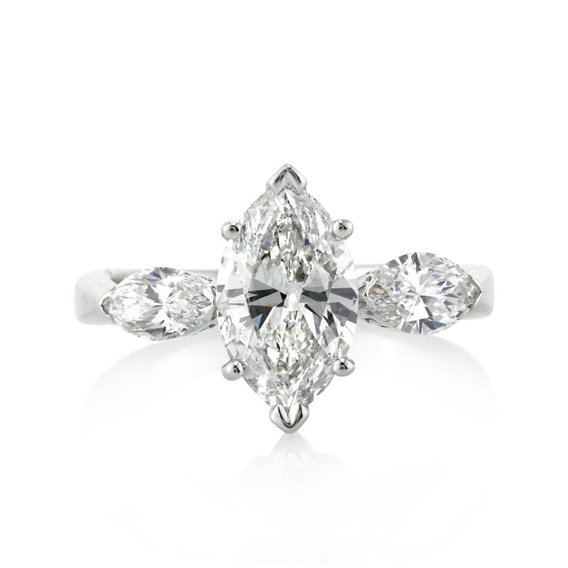 2.11ct Marquise Cut Diamond Three-Stone Engagement Ring