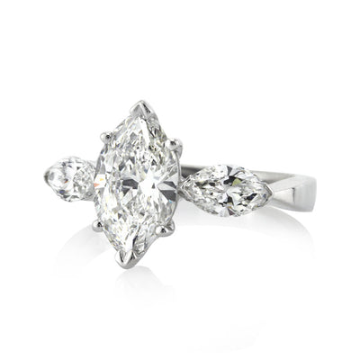 2.11ct Marquise Cut Diamond Three-Stone Engagement Ring
