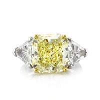 10.04ct Fancy Intense Yellow Radiant Cut Diamond Three-Stone Engagement Ring
