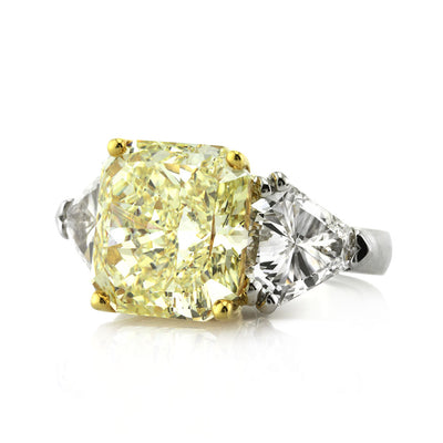 10.04ct Fancy Intense Yellow Radiant Cut Diamond Three-Stone Engagement Ring