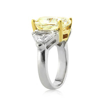 10.04ct Fancy Intense Yellow Radiant Cut Diamond Three-Stone Engagement Ring