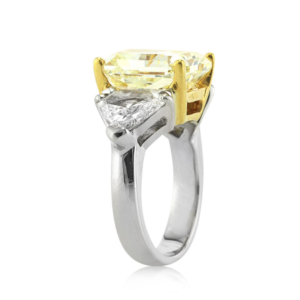 10.04ct Fancy Intense Yellow Radiant Cut Diamond Three-Stone Engagement Ring