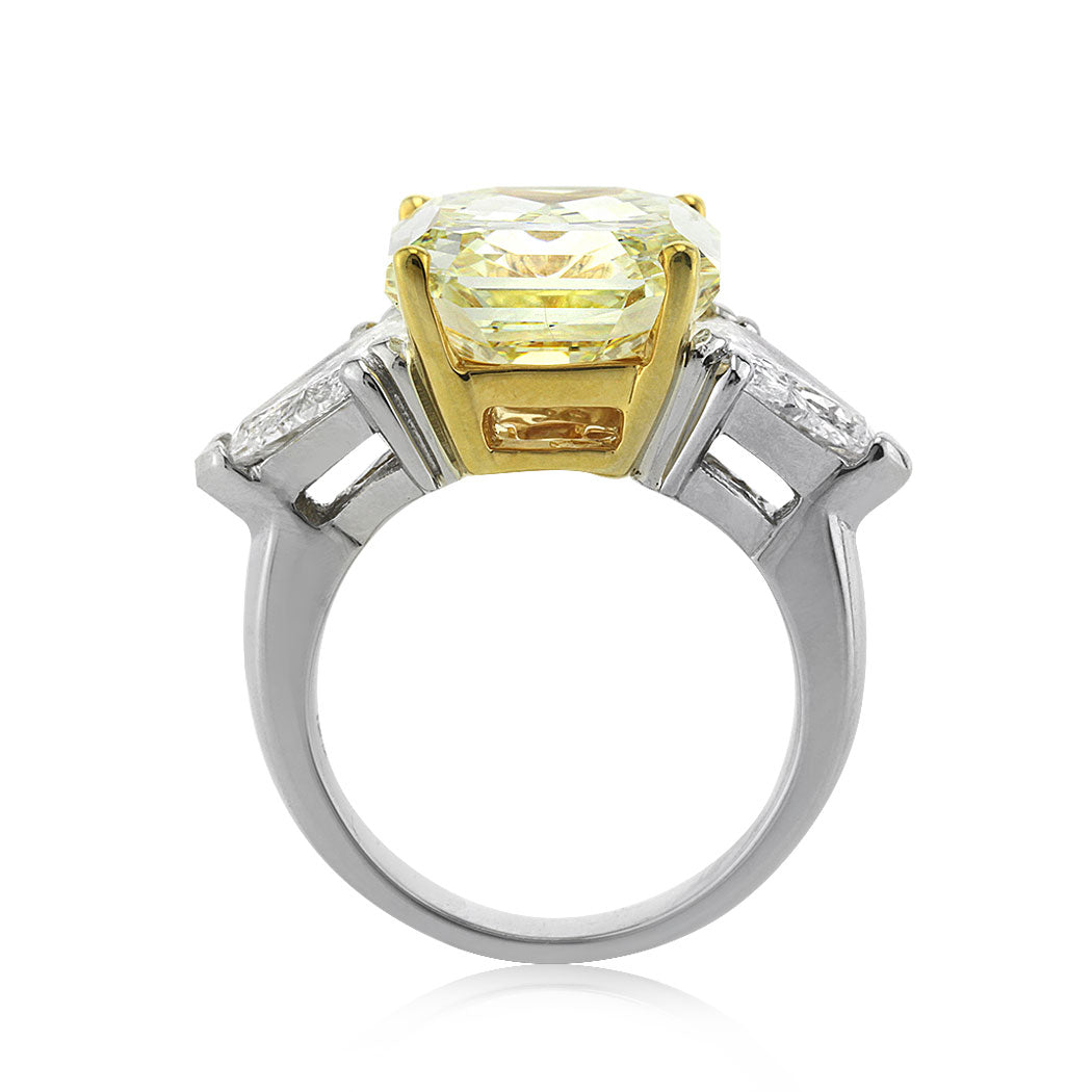 10.04ct Fancy Intense Yellow Radiant Cut Diamond Three-Stone Engagement Ring