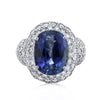 12.94ct Oval Cut Ceylon Sapphire and Diamond Right-Hand Ring