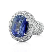 12.94ct Oval Cut Ceylon Sapphire and Diamond Right-Hand Ring