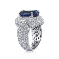 12.94ct Oval Cut Ceylon Sapphire and Diamond Right-Hand Ring