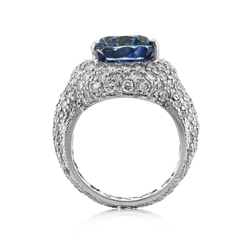 12.94ct Oval Cut Ceylon Sapphire and Diamond Right-Hand Ring