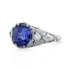 3.90ct Cushion Cut Ceylon Sapphire Engagement Ring with Hand Engraving