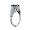 3.90ct Cushion Cut Ceylon Sapphire Engagement Ring with Hand Engraving