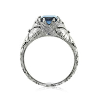 3.90ct Cushion Cut Ceylon Sapphire Engagement Ring with Hand Engraving