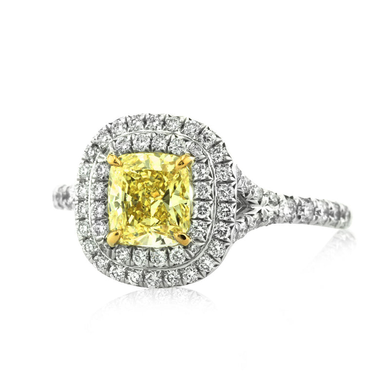 1.21ct Fancy Yellow Cushion Cut Diamond Tiffany Engagement Ring