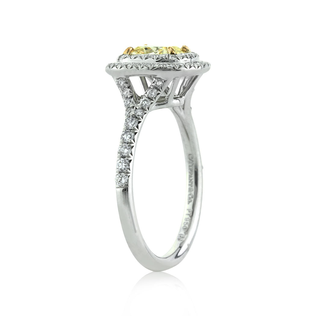 1.21ct Fancy Yellow Cushion Cut Diamond Tiffany Engagement Ring