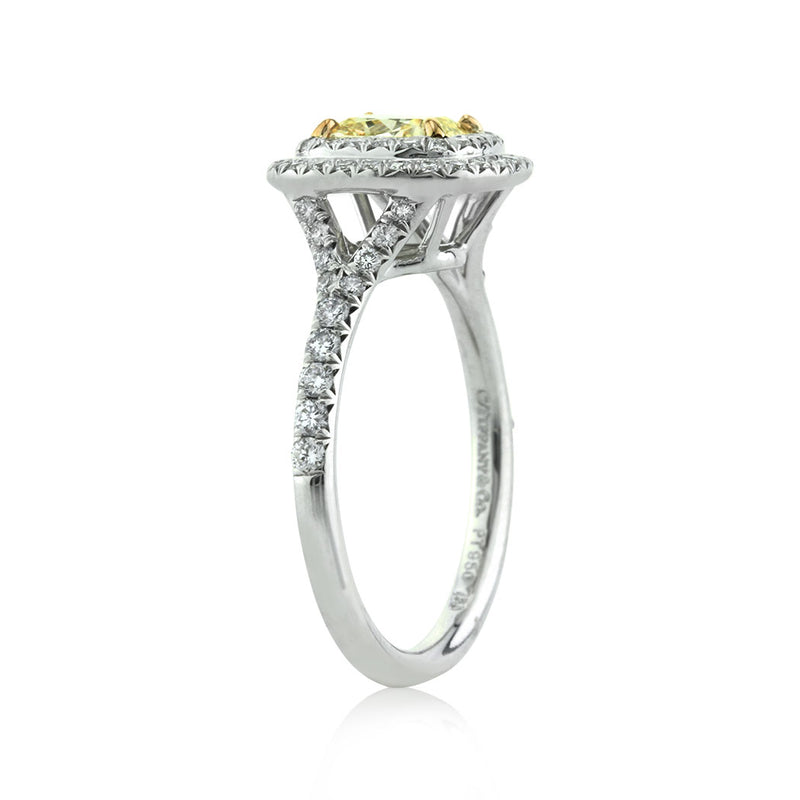 1.21ct Fancy Yellow Cushion Cut Diamond Tiffany Engagement Ring