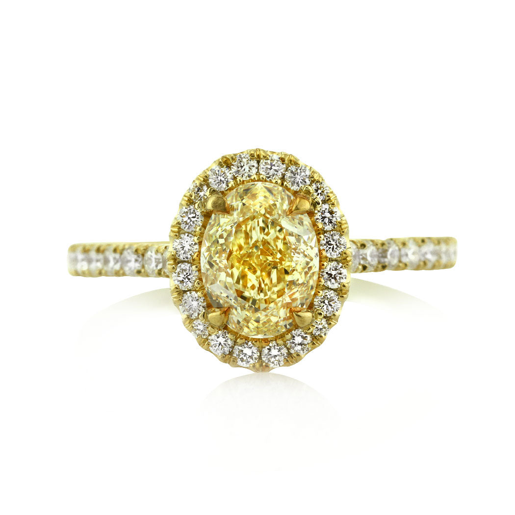 1.72ct Fancy Light Yellow Oval Cut Diamond Engagement Ring