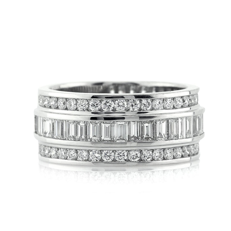 2.95ct Round and Baguette Cut Diamond Wedding Band